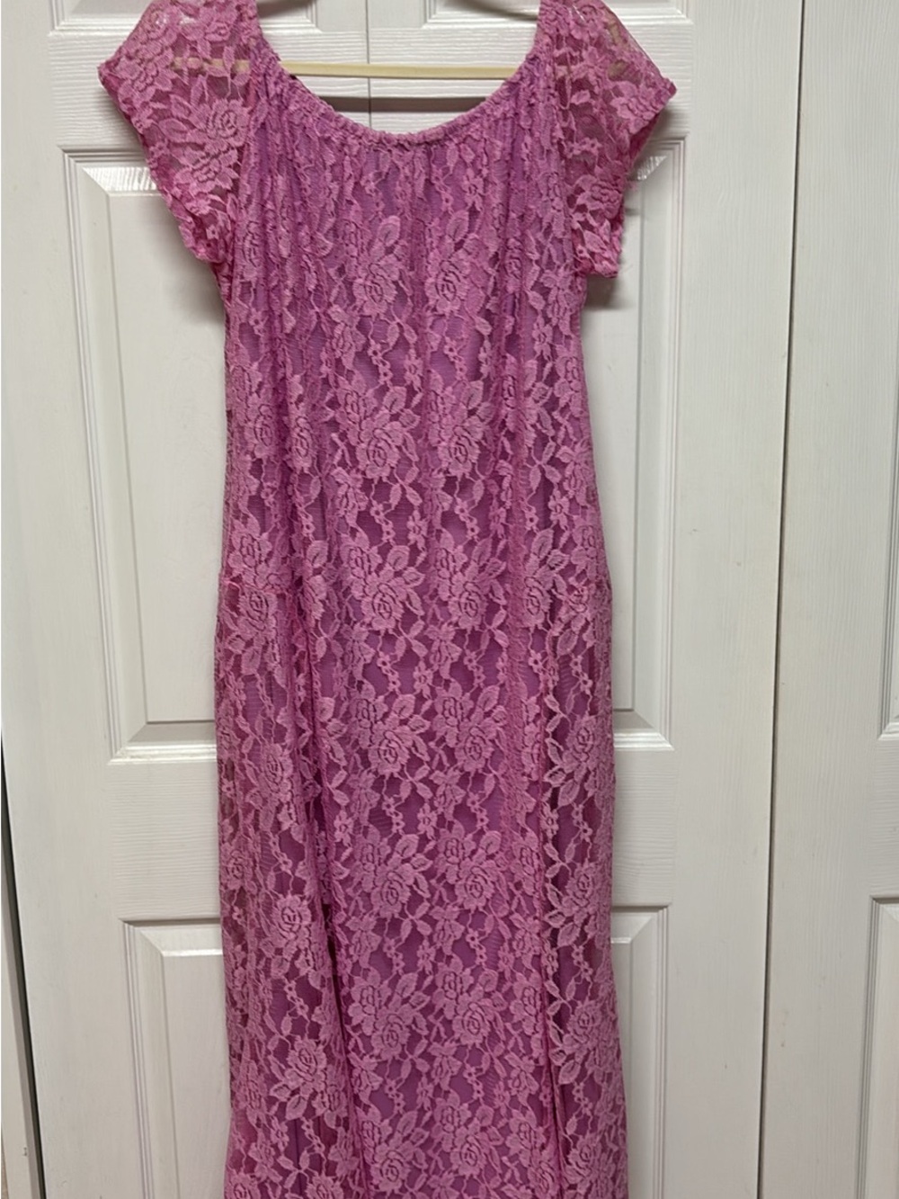 Ashley Stewart Pink Lace Maxi Dress